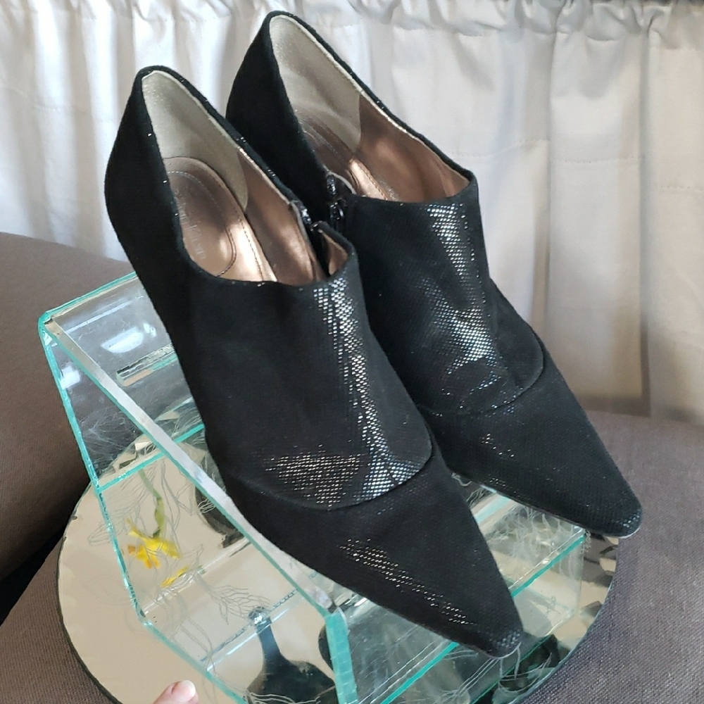 Calvin Klein Shimmering Black Heeled Boots